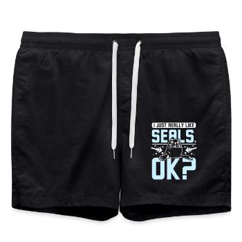 J’aime vraiment les phoques ok? - Short de bain - noir - Devant - AI Model Male 185 light (185cm)