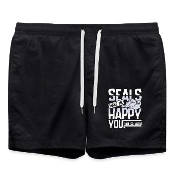 Les phoques me rendent heureux vous pas tellement - Short de bain - noir - Devant - AI Model Male 185 light (185cm)