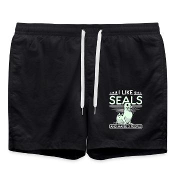 J’aime les phoques et peut-être 3 personnes - Short de bain - noir - Devant - AI Model Male 185 light (185cm)