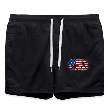 Usa American Flag Fencing 4th of july - Swim Trunks - black - Front - AI Model Male 185 light (185cm)