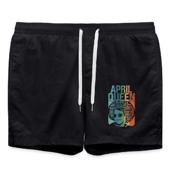 April Queen Birth Month Celebrate Black Faith - Badeshorts - Schwarz - Vorne - AI Model Male 185 light (185cm)