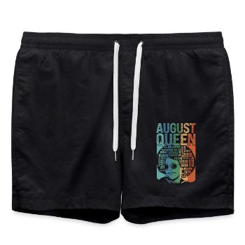 August, the month of the Queen's birth, celebrates - Swim Trunks - black - Front - AI Model Male 185 light (185cm)