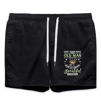 Old man show you how to create beautiful gardens - Badeshorts - Schwarz - Vorne - AI Model Male 185 light (185cm)