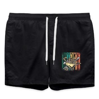 Retro Vintage Landscapers - Badeshorts - Schwarz - Vorne - AI Model Male 185 light (185cm)