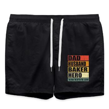 Father Husband Baker Held - Swim Trunks - black - Front - AI Model Male 185 light (185cm)