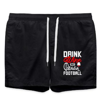 Drink wine and watch football - Swim Trunks - black - Front - AI Model Male 185 light (185cm)