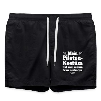 Piloten Kostüm Hat Frau Verboten Karneval Männer - Badeshorts - Schwarz - Vorne - AI Model Male 185 light (185cm)