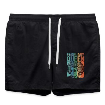 February Birth month of the Queen celebrates the - Swim Trunks - black - Front - AI Model Male 185 light (185cm)