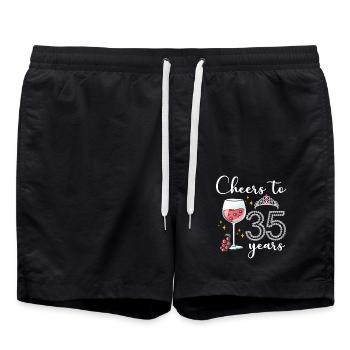Prost Auf 35 Jahre Weintrauben Zur Feier Des 35. - Badeshorts - Schwarz - Vorne - AI Model Male 185 light (185cm)