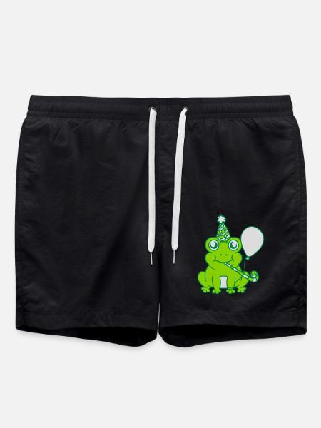 Birthday-celebrating little frog - Swim Trunks - black