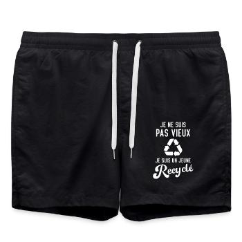 Je ne suis pas vieux je suis un jeune recyclé - Short de bain - noir - Devant - AI Model Male 185 light (185cm)