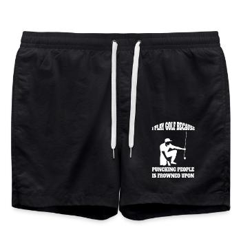 Golfspieler Golf Golfschläger Spruch Golfball - Badeshorts - Schwarz - Vorne - AI Model Male 185 light (185cm)