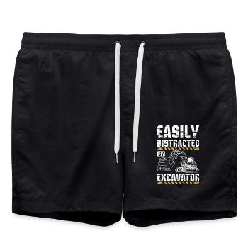 Easily distracted by excavator - Badeshorts - Schwarz - Vorne - AI Model Male 185 light (185cm)