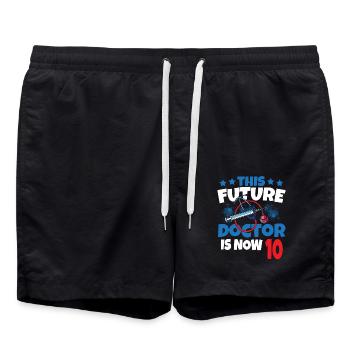 Ce futur médecin a maintenant 10 docteurs enfant 10. - Short de bain - noir - Devant - AI Model Male 185 light (185cm)
