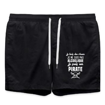 Je ne suis pas alcoolique je suis un pirate - Short de bain - noir - Devant - AI Model Male 185 light (185cm)