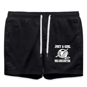 Knitting Girl Sewing Seamstress Gift Crochet - Swim Trunks - black - Front - AI Model Male 185 light (185cm)