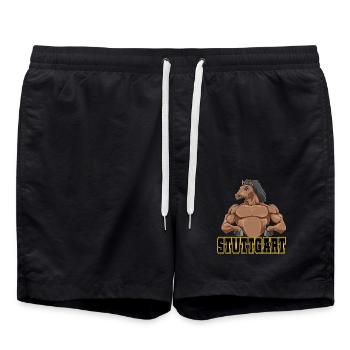 Stuttgarter Löwe Pferd Stadt Schwabe - Badeshorts - Schwarz - Vorne - AI Model Male 185 light (185cm)