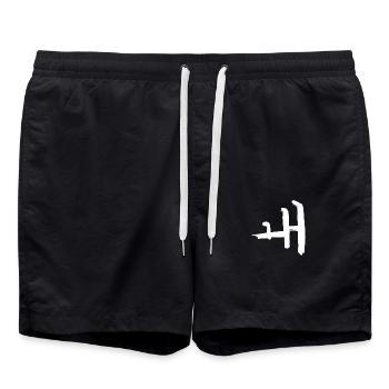Korean letter Woe - Swim Trunks - black - Front - AI Model Male 185 light (185cm)