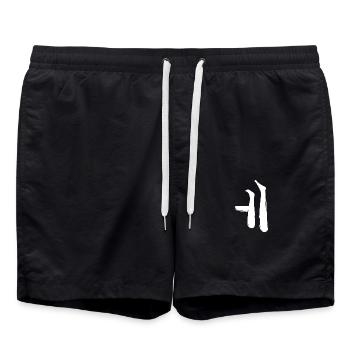 Korean letter E - Swim Trunks - black - Front - AI Model Male 185 light (185cm)