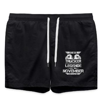 LKW Fahrer November Geburtstag Sprüche - Badeshorts - Schwarz - Vorne - AI Model Male 185 light (185cm)
