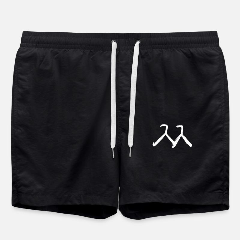 Korean letter - Swim Trunks - black