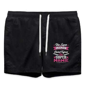Une super maman devient toujours une super mamie - Short de bain - noir - Devant - AI Model Male 185 light (185cm)
