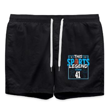 This sports legend is now 41st, rugby game 41st - Swim Trunks - black - Front - AI Model Male 185 light (185cm)