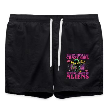 I'm that crazy Girl that loves Aliens - Badeshorts - Schwarz - Vorne - AI Model Male 185 light (185cm)
