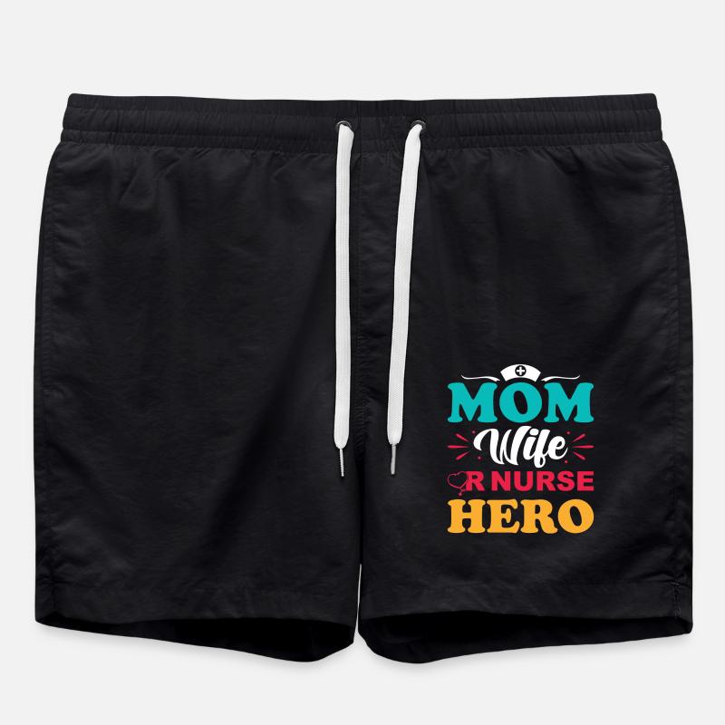 Surgical Nurse Mama - Swim Trunks - black