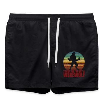 Spaß Scary Werwolf Retro Halloween Süßes oder Saures - Badeshorts - Schwarz - Vorne - AI Model Male 185 light (185cm)