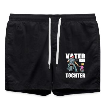 Vater und Tochter Biker Rocker Motorrad - Badeshorts - Schwarz - Vorne - AI Model Male 185 light (185cm)