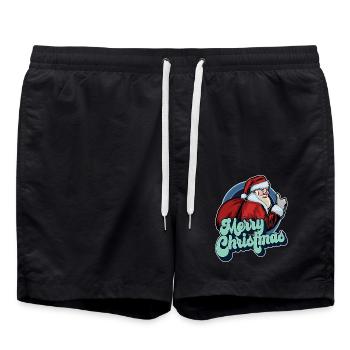 Merry Christmas Santa Claus Thumbs Up Xmas Gift - Swim Trunks - black - Front - AI Model Male 185 light (185cm)