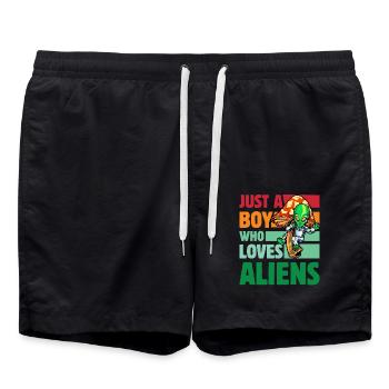 Just a Boy who loves Aliens - Badeshorts - Schwarz - Vorne - AI Model Male 185 light (185cm)