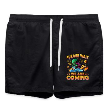 Please wait we are coming - Badeshorts - Schwarz - Vorne - AI Model Male 185 light (185cm)