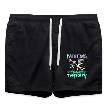 Painting is my therapy - Badeshorts - Schwarz - Vorne - AI Model Male 185 light (185cm)
