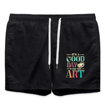 It's a good day to make some art - Badeshorts - Schwarz - Vorne - AI Model Male 185 light (185cm)