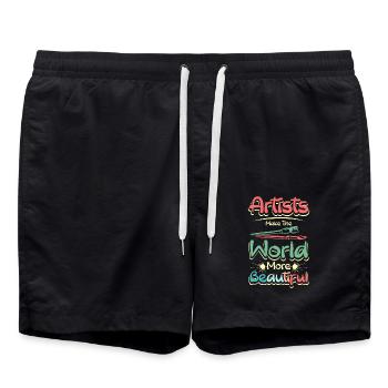 Artists make the world more beautiful - Badeshorts - Schwarz - Vorne - AI Model Male 185 light (185cm)