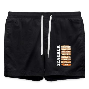 Teacher Strength Equality Pride Melanated - Swim Trunks - black - Front - AI Model Male 185 light (185cm)