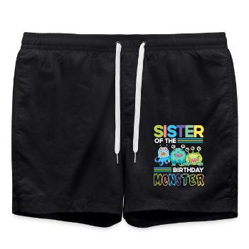 Sister of the birthday monster family - Swim Trunks - black - Front - AI Model Male 185 light (185cm)
