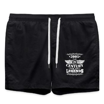 Vintage 2005 Birthday Sayings 21st Century - Swim Trunks - black - Front - AI Model Male 185 light (185cm)