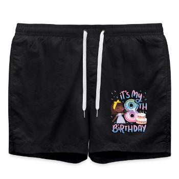It's My 8th Birthday Melanin Kid Juneteenth - Swim Trunks - black - Front - AI Model Male 185 light (185cm)