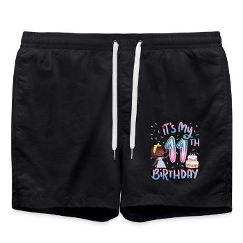 It's my 11th birthday Melanin Kid Juneteenth - Swim Trunks - black - Front - AI Model Male 185 light (185cm)