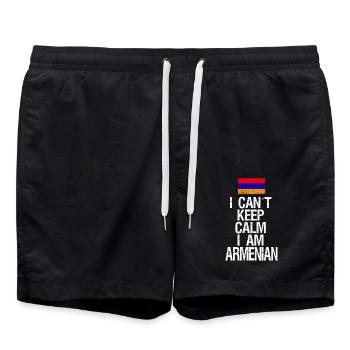 Je ne peux pas rester calme Je suis arménien - Short de bain - noir - Devant - AI Model Male 185 light (185cm)