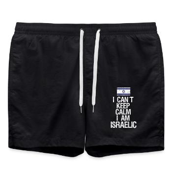 I can not Keep Calm I am Isreali - Swim Trunks - black - Front - AI Model Male 185 light (185cm)