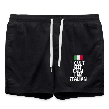 Je ne peux pas rester calme Je suis italien - Short de bain - noir - Devant - AI Model Male 185 light (185cm)