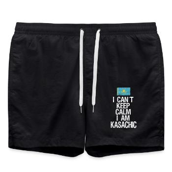 I can not Keep Calm I am Kazakh - Swim Trunks - black - Front - AI Model Male 185 light (185cm)