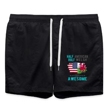 Halb Amerikaner Halb Waliser - Badeshorts - Schwarz - Vorne - AI Model Male 185 light (185cm)