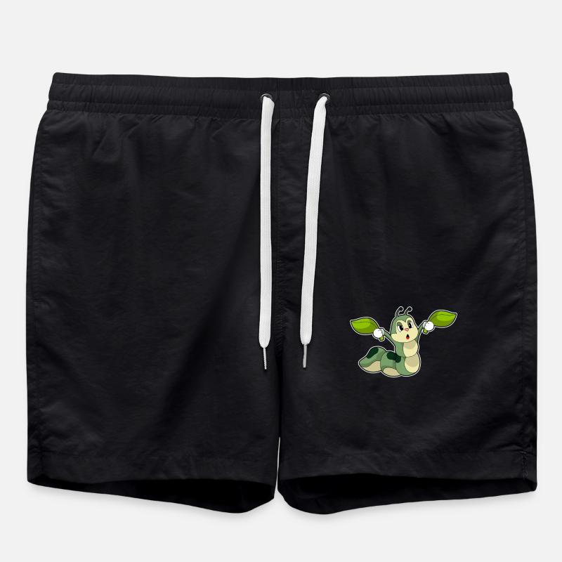 Caterpillar leaves - Swim Trunks - black