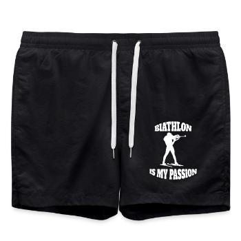 Biathlon Skier Winter Sports Biathlete Gift - Swim Trunks - black - Front - AI Model Male 185 light (185cm)