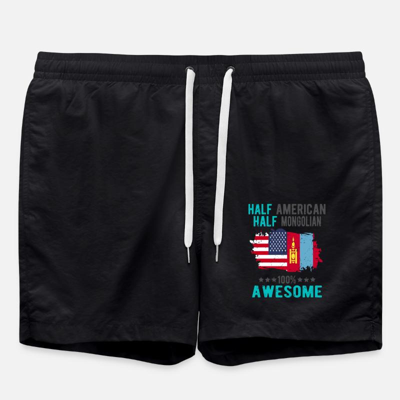 Half American Half Mongolian - Swim Trunks - black